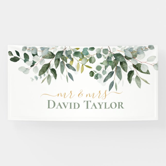 SPRING BEAUTY BOTANICAL GREENERY WEDDING  BANNER (Horizontal)