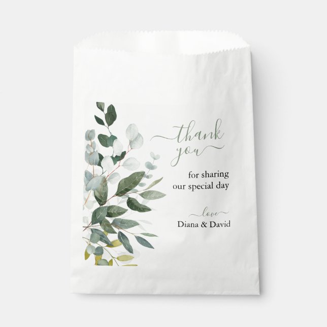 SPRING BEAUTY BOTANICAL GREENERY Wedding  Favour Bag (Front)