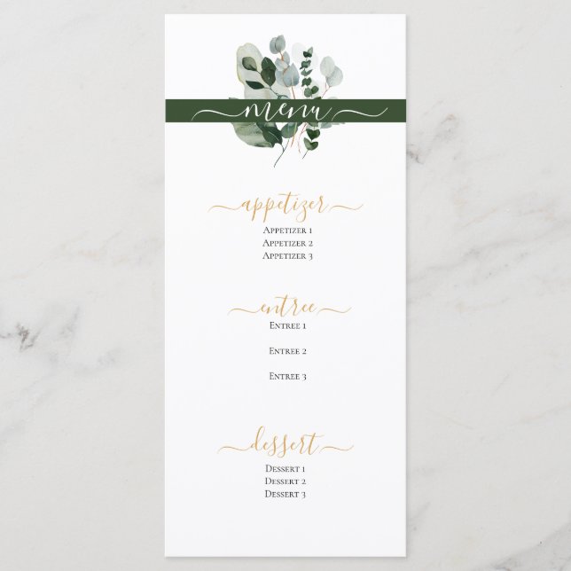 SPRING BEAUTY BOTANICAL GREENERY WEDDING MENU (Front)