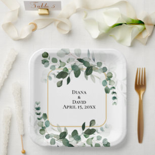 SPRING BEAUTY BOTANICAL GREENERY WEDDING  PAPER PLATE