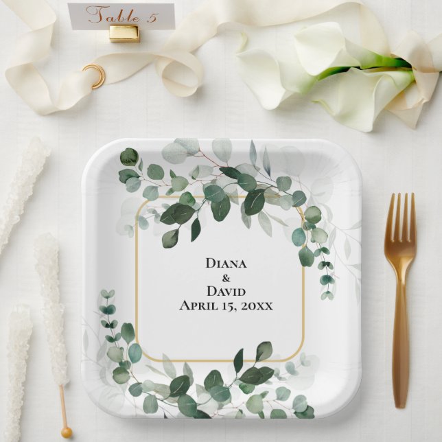SPRING BEAUTY BOTANICAL GREENERY WEDDING  PAPER PLATE (Wedding)