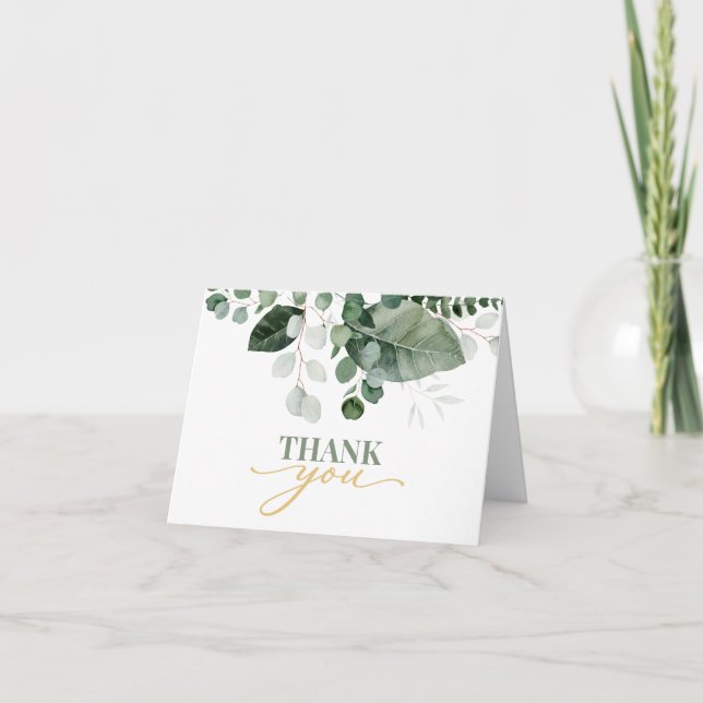 SPRING BEAUTY BOTANICAL GREENERY WEDDING   THANK YOU CARD (Front)