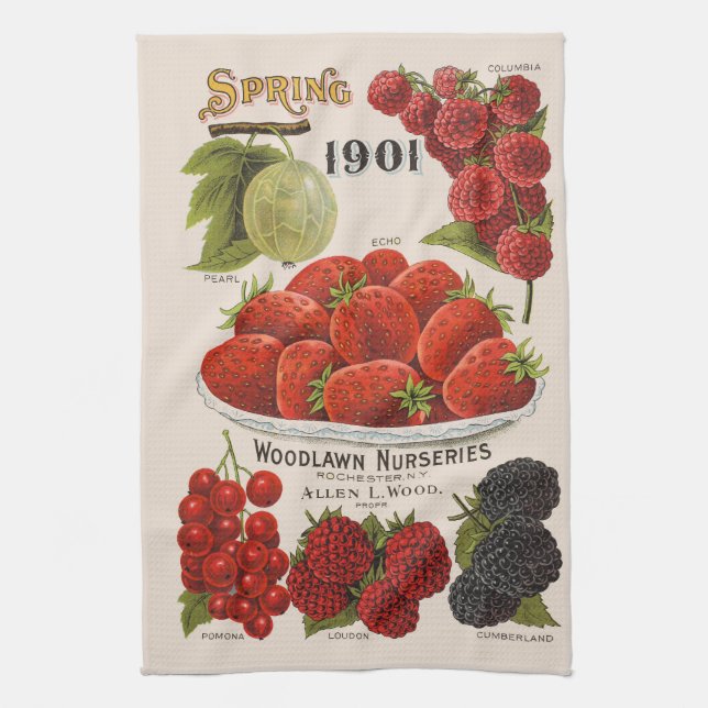 Spring berries  tea towel (Vertical)