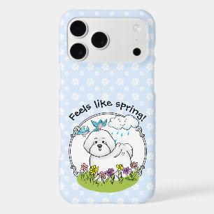 Spring Bichon Frise Dog with Flowers - Cute