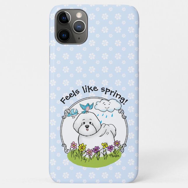 Spring Bichon Frise Dog with Flowers - Cute Case-Mate iPhone Case (Back)