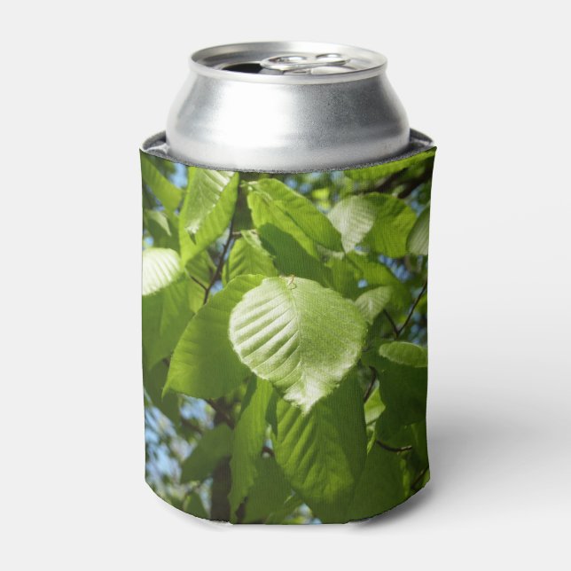 Spring Birch Leaves Green Tree Can Cooler (Can Front)