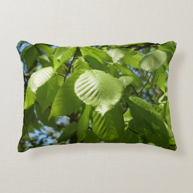 Spring Birch Leaves Green Tree Decorative Cushion (Front)