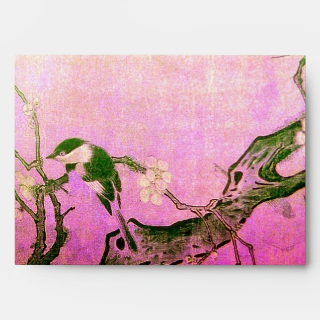 SPRING BIRD ANF FLOWER TREE Pink Fuchsia Envelopes (Front)