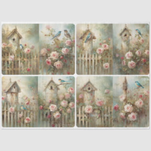 Spring bird houses  tissue paper