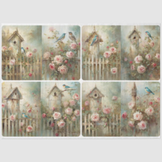 Spring bird houses  tissue paper