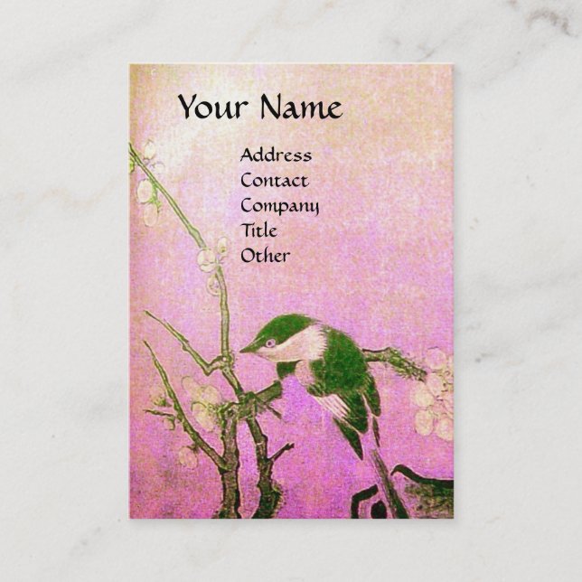 SPRING BIRD ,pink violet brown Business Card (Front)