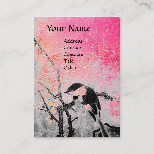 SPRING BIRD ,pink violet brown Business Card (Front)