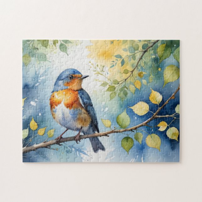 Spring bird watercolor jigsaw puzzle (Horizontal)