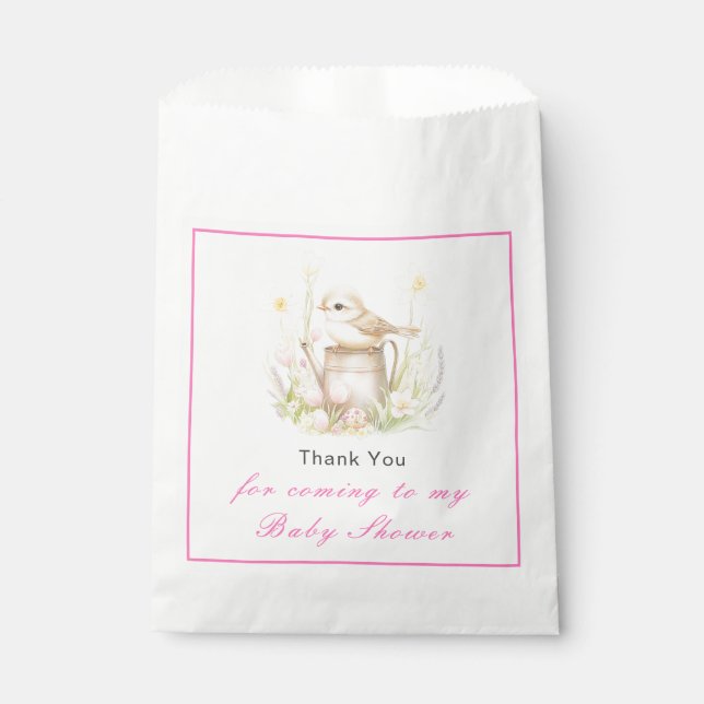 Spring Bird Watering Can Baby Shower Favour Bag (Front)
