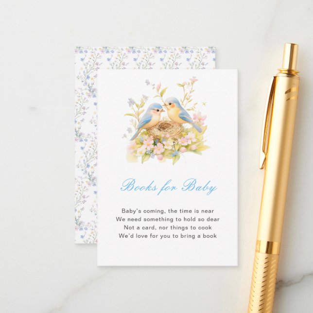 Spring Birds Baby Shower Books for baby Enclosure Card (Front/Back In Situ)