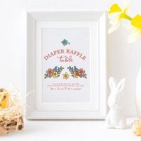 Spring Birds Baby Shower Diaper Raffle Table Sign