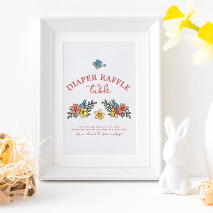Spring Birds Baby Shower Diaper Raffle Table Sign
