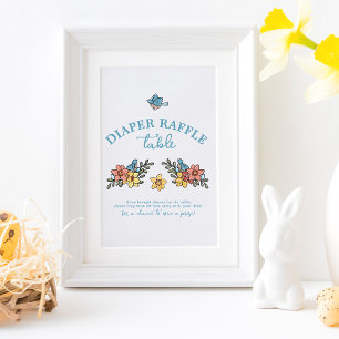 Spring Birds Baby Shower Diaper Raffle Table Sign