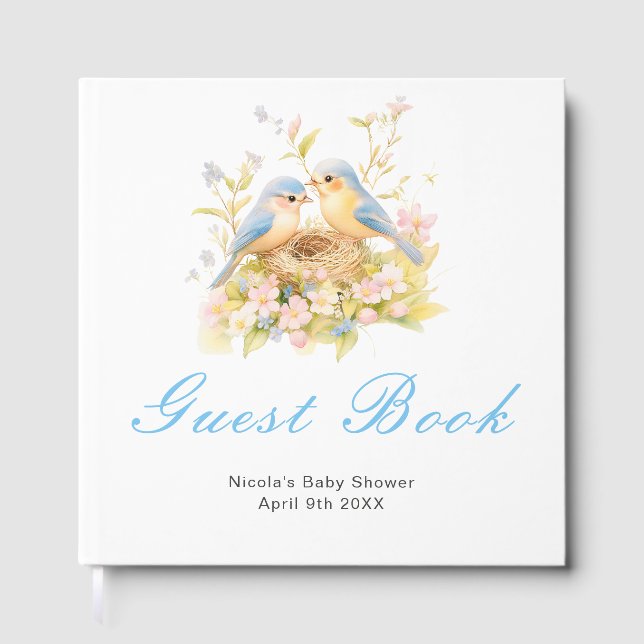 Spring Birds Baby Shower Guest Book (Front)
