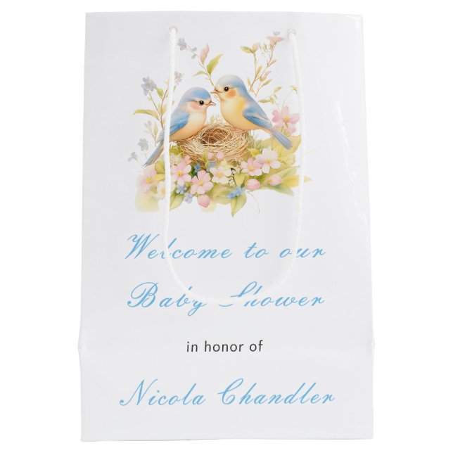Spring Birds Baby Shower Medium Gift Bag (Back)