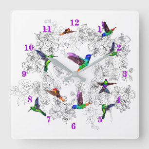Spring Birds Clock - Hummingbirds