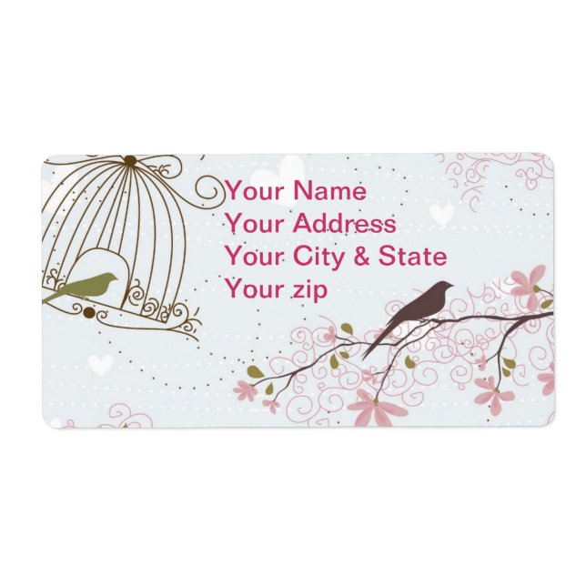 Spring Birds & flowers Avery Label (Front)