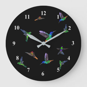 Spring Birds - Hummingbird - Choose/Add Your Color Large Clock