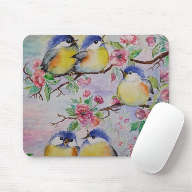 Spring Birds Mouse Pad (With Mouse)