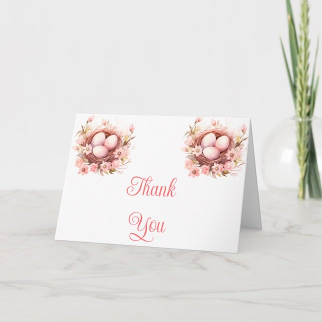 Spring Birds Nest Baby Shower Thank You Card (Front)
