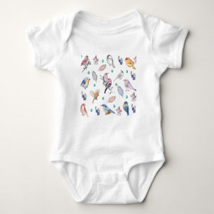 Spring Birds Pattern Baby Bodysuit