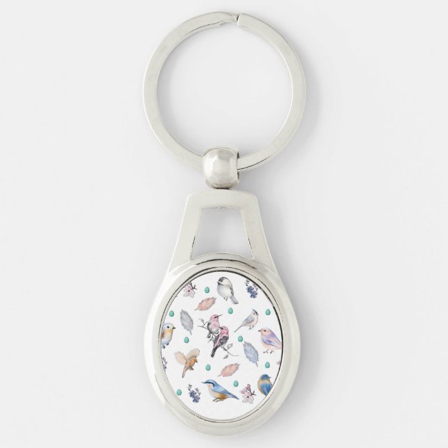 Spring Birds Pattern Key Ring (Front)