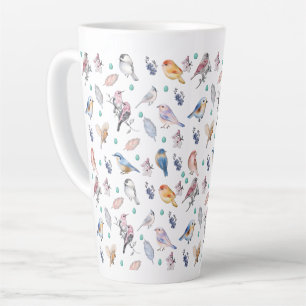 Spring Birds Pattern Latte Mug
