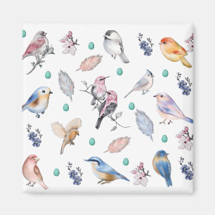 Spring Birds Pattern Magnet