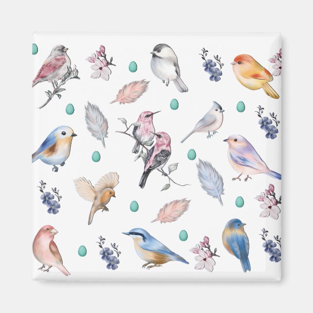 Spring Birds Pattern Magnet (Front)