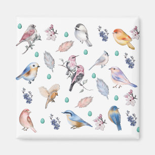 Spring Birds Pattern Magnet