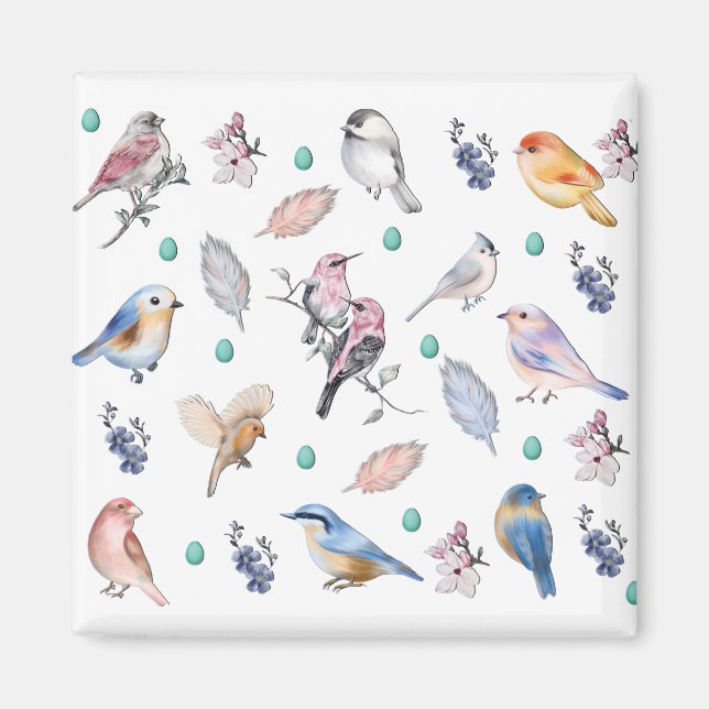 Spring Birds Pattern Magnet (Front)