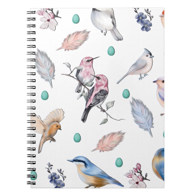 Spring Birds Pattern Notebook (Front)