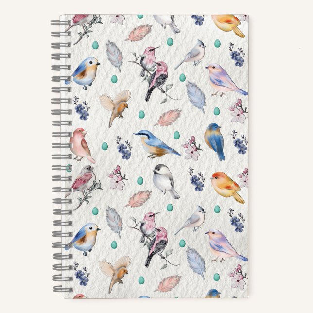 Spring Birds Pattern Notebook (Front)