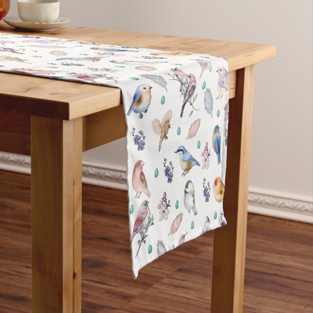 Spring Birds Pattern Short Table Runner (In Situ)