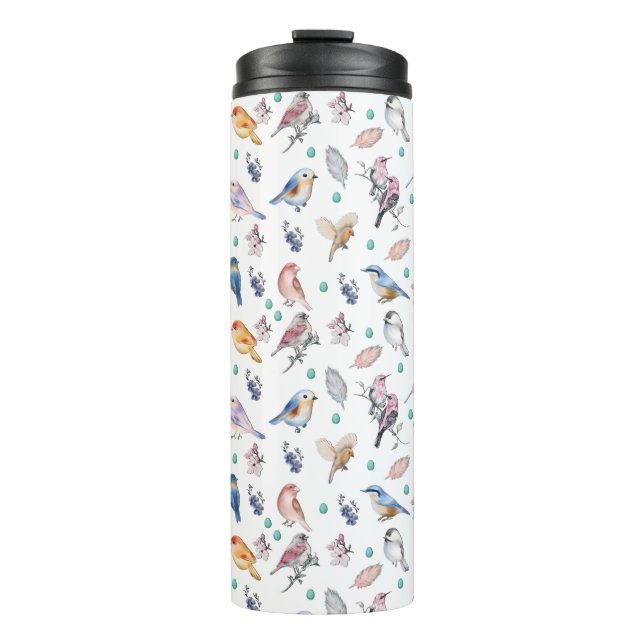 Spring Birds Pattern Thermal Tumbler (Front)