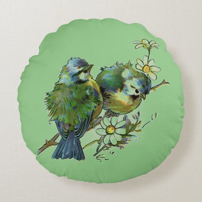 Spring Birds Round Pillow (Front)