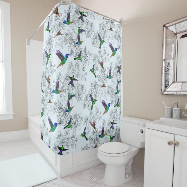 Spring Birds Shower Curtain (In Situ)