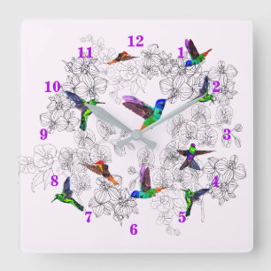 Spring Birds Wall Clock - Hummingbirds