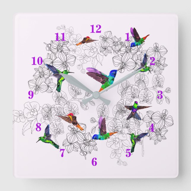 Spring Birds Wall Clock - Hummingbirds (Front)