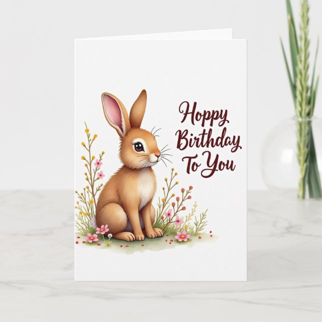 Spring Birthday Rabbit Card (Front)