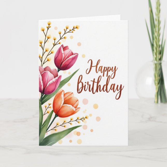 Spring Birthday Watercolor Card (Front)