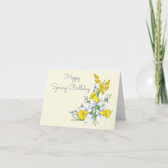 Spring Birthday with Jonquils Holiday Card (Front)