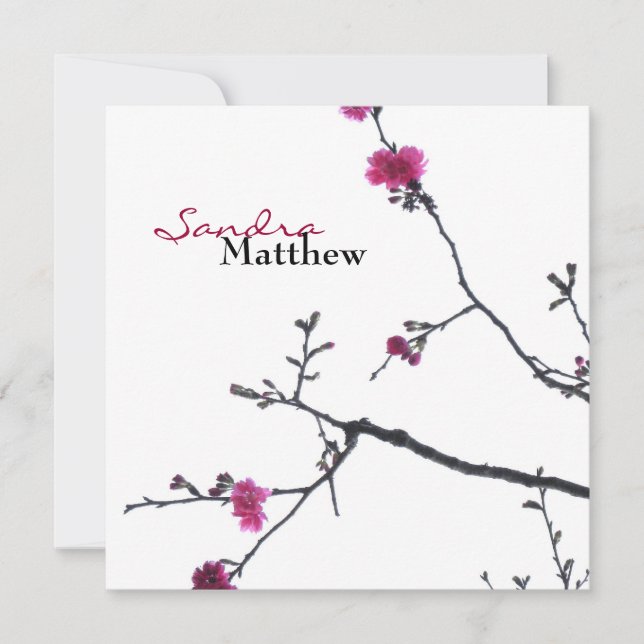 Spring Bliss/Blossoming Cherry Tree Wedding Invitation (Front)