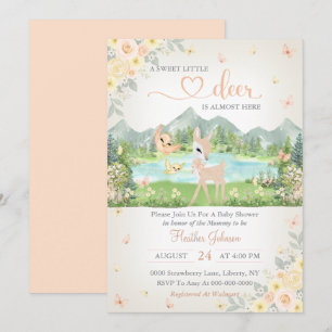 Spring Bloom and Butterflies Deer Baby Shower  Invitation
