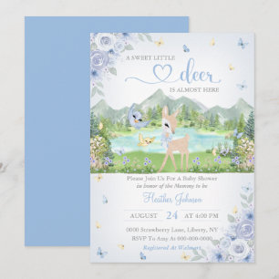 Spring Bloom and Butterflies Deer Baby Shower Invitation